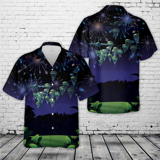 Army Hawaiian Shirt, US Army Paratroopers With The 82nd Airborne Division Parachute, 4th Of July Hawaiian Shirt, Veteran Hawaiian Shirts
