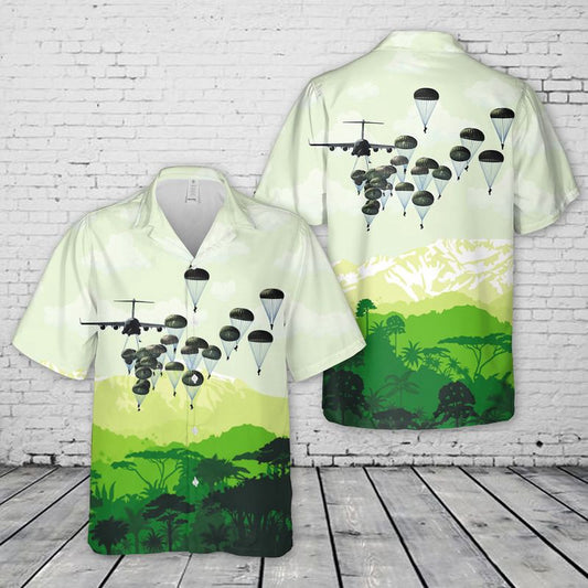 Army Hawaiian Shirt, US Army Paratroopers With The 82nd Airborne Division Parachute Hawaiian Shirt, Veteran Hawaiian Shirts