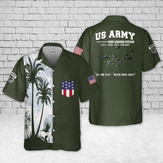 Army Hawaiian Shirt, US Army Paratroopers With The 82nd Airborne Division Parachute Pocket Hawaiian Shirt, Veteran Hawaiian Shirts