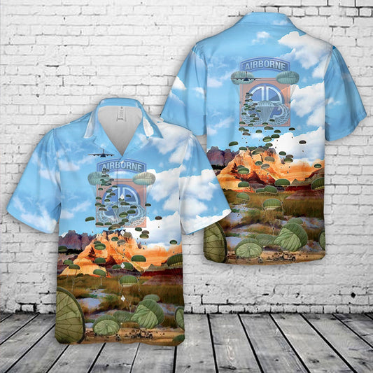 Army Hawaiian Shirt, US Army Paratroopers With The 82nd Airborne Division Parachute Veteran Hawaiian Shirt, Veteran Hawaiian Shirts