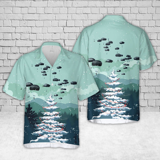 Army Hawaiian Shirt, US Army Paratroopers from Alaska Jump “Down Under” Christmas Hawaiian Shirt, Veteran Hawaiian Shirts