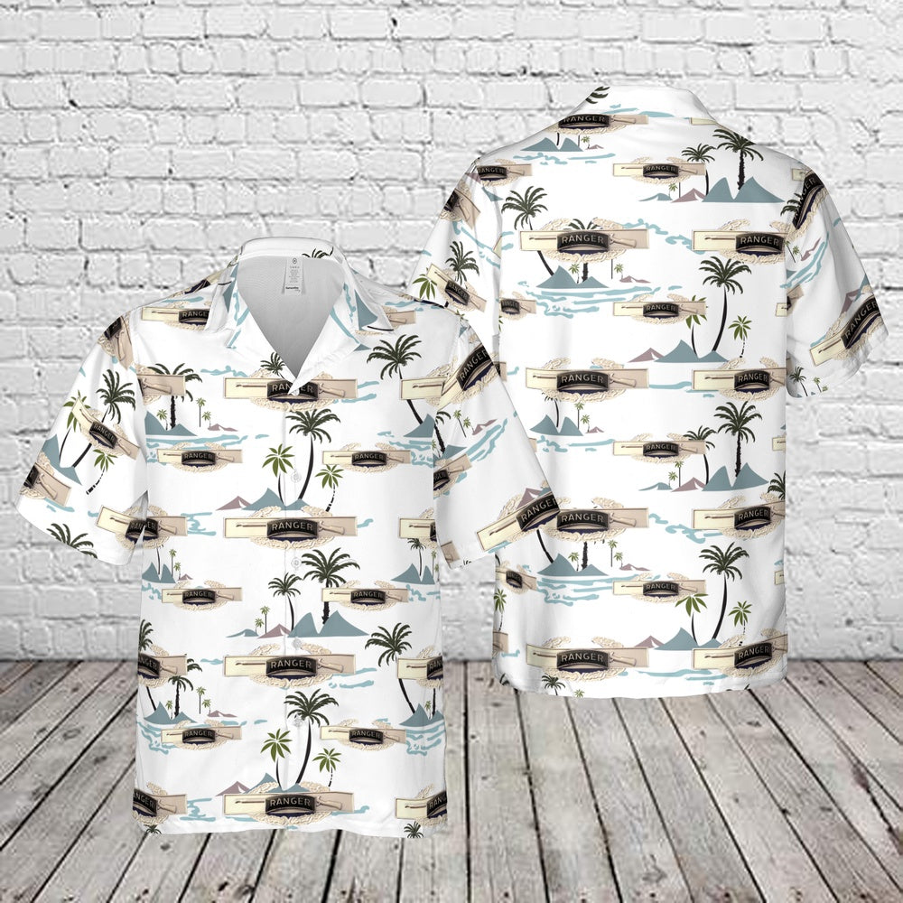Army Hawaiian Shirt, US Army RANGER Combat Infantry Airborne Badge Army CIB Hawaiian Shirt, Veteran Hawaiian Shirts