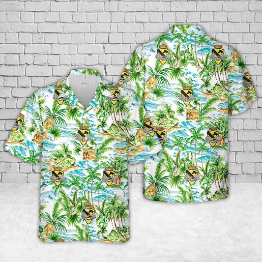 Army Hawaiian Shirt, US Army Ranger Vietnam 1st Air Cavalry Division H Company 75th Infantry Regiment Hawaiian Shirt, Veteran Hawaiian Shirts