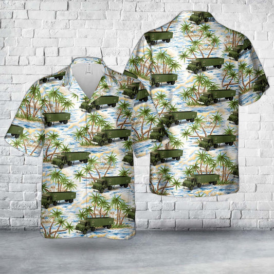 Army Hawaiian Shirt, US Army Red Ball Express Tractor Trailer Hawaiian Shirt, Veteran Hawaiian Shirts