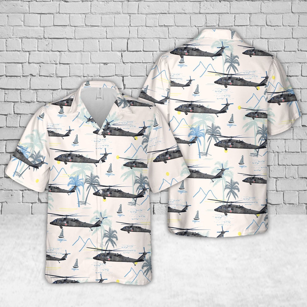 Army Hawaiian Shirt, US Army Sikorsky HH-60M MEDEVAC Black Hawk Helicopter Hawaiian Shirt, Veteran Hawaiian Shirts
