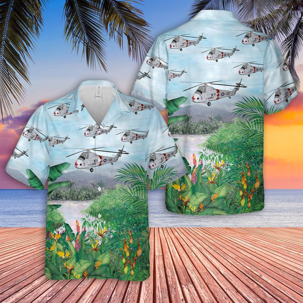 Army Hawaiian Shirt, US Army Sikorsky Medevac CH-34C Choctaw Hawaiian Shirt, Veteran Hawaiian Shirts