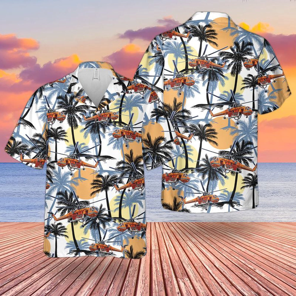 Army Hawaiian Shirt, US Army Sikorsky S-64 Skycrane Helicopter Hawaiian Shirt, Veteran Hawaiian Shirts