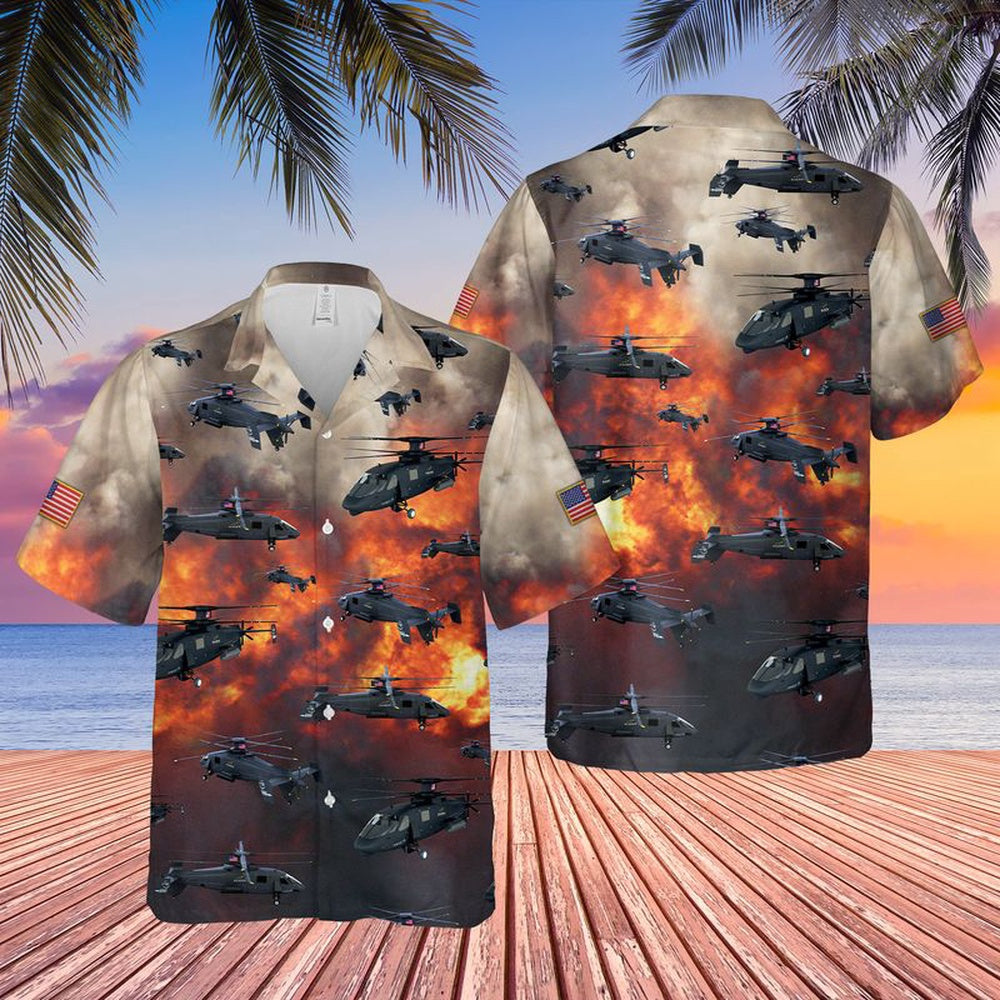 Army Hawaiian Shirt, US Army Sikorsky S-97 Raider Hawaiian Shirt, Veteran Hawaiian Shirts