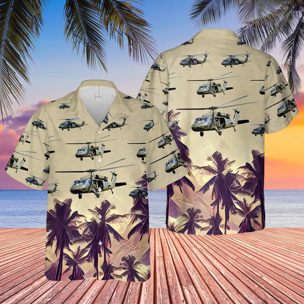 Army Hawaiian Shirt, US Army Sikorsky UH-60 Black Hawk Helicopter Hawaiian Shirt, Veteran Hawaiian Shirts