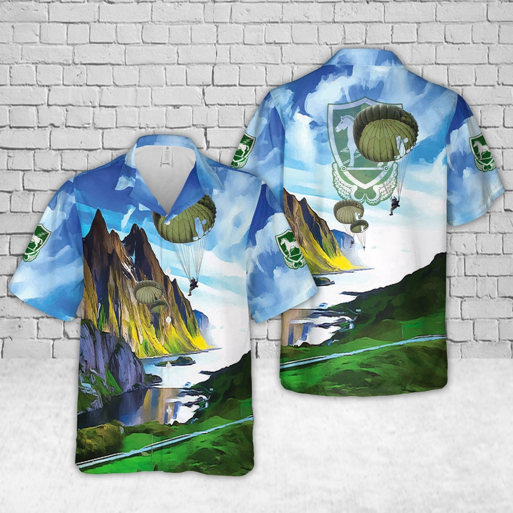 Army Hawaiian Shirt, US Army Special Forces 10th Special Forces Group (Airborne) (10th SFG (A)) Parachute Hawaiian Shirt, Veteran Hawaiian Shirts