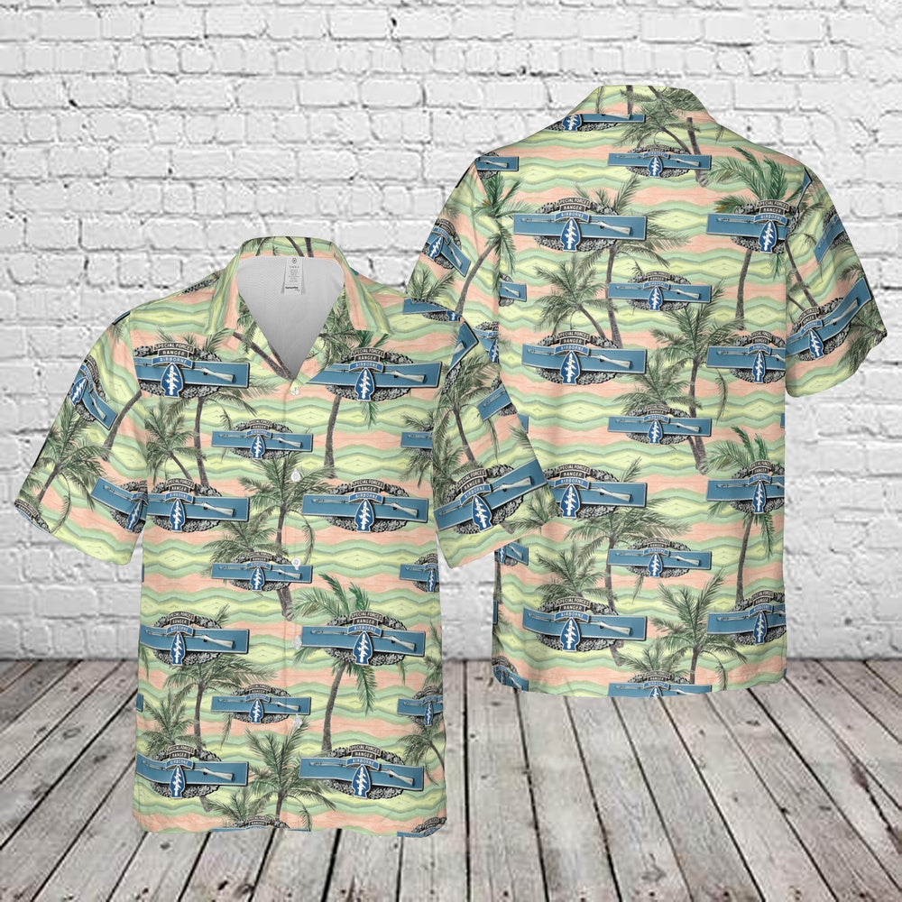 Army Hawaiian Shirt, US Army Special Forces Combat Infantry Ranger Airborne Badge Army CIB Hawaiian Shirt, Veteran Hawaiian Shirts