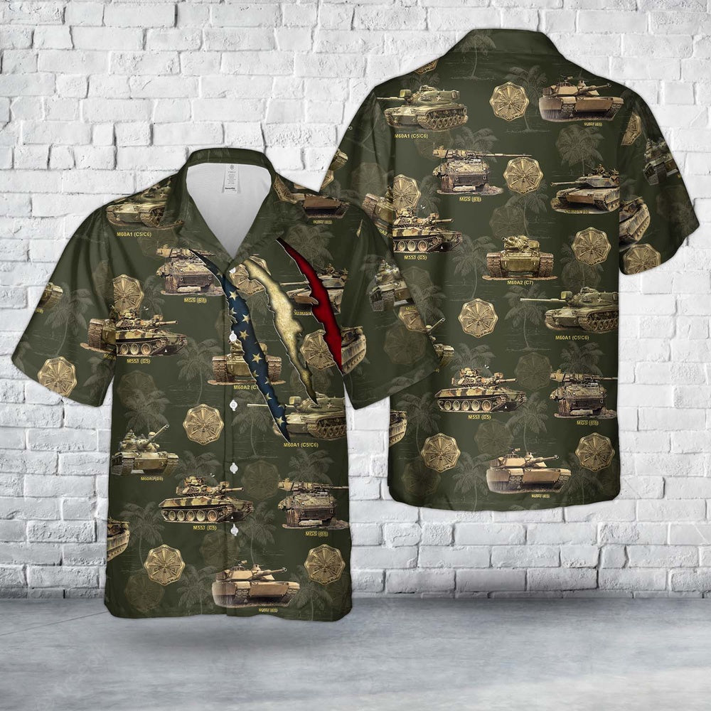 Army Hawaiian Shirt, US Army Tank M60 Master Gunner Hawaiian Shirt, Veteran Hawaiian Shirts