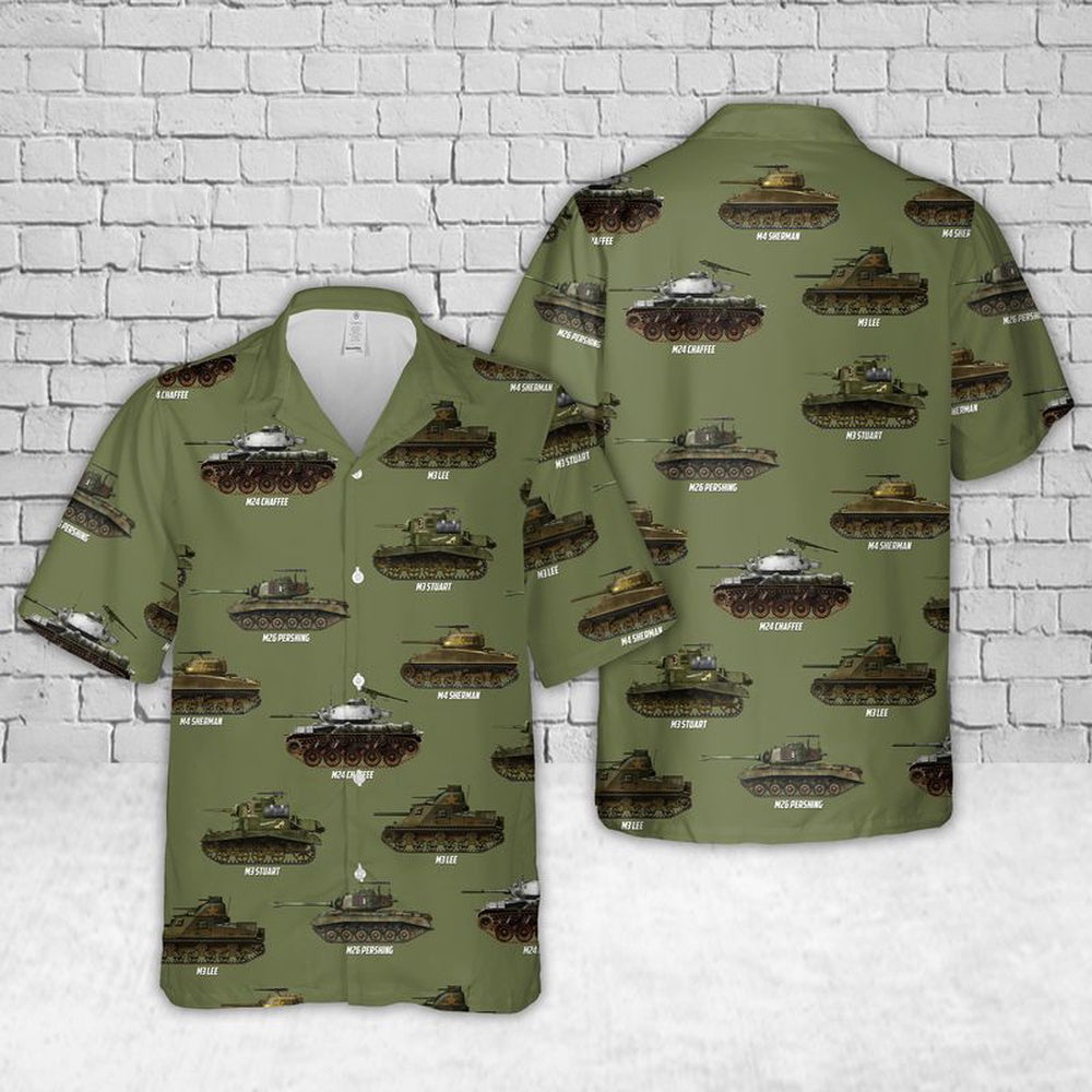 Army Hawaiian Shirt, US Army Tank Of WWII Hawaiian Shirt, Veteran Hawaiian Shirts