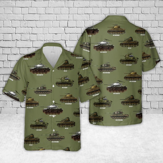 Army Hawaiian Shirt, US Army Tank Of WWII Hawaiian Shirt, Veteran Hawaiian Shirts