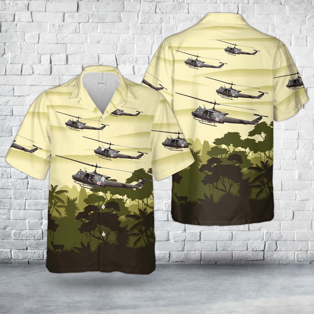 Army Hawaiian Shirt, US Army UH-1 Huey Medevac Hawaiian Shirt, Veteran Hawaiian Shirts