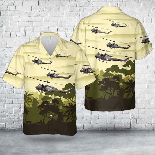 Army Hawaiian Shirt, US Army UH-1 Huey Medevac Hawaiian Shirt, Veteran Hawaiian Shirts