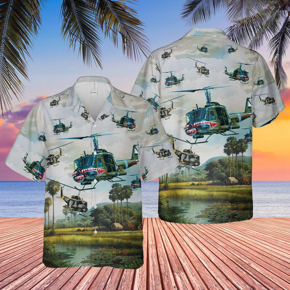 Army Hawaiian Shirt, US Army UH-1 Iroquois Huey Hawaiian Shirt, Veteran Hawaiian Shirts