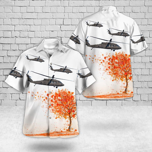 Army Hawaiian Shirt, US Army UH-60 Black Hawk Autumn Season Hawaiian Shirt, Veteran Hawaiian Shirts