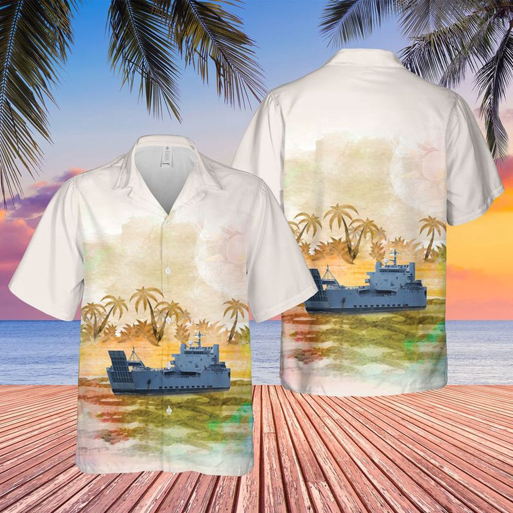 Army Hawaiian Shirt, US Army USAV Malvern Hill (LCU 2025) Of The Runnymede-class Large Landing Craft Hawaiian Shirt, Veteran Hawaiian Shirts