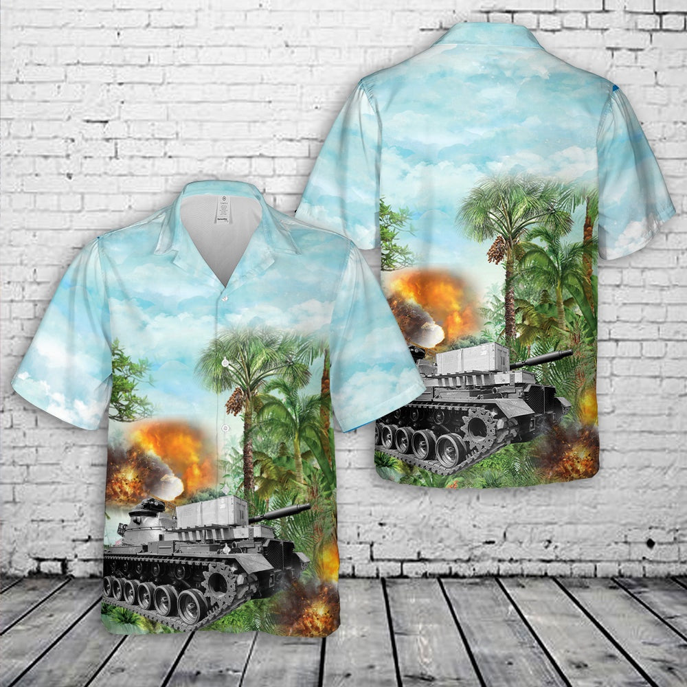 Army Hawaiian Shirt, US Army Vietnam War 1972 M48 Patton tanks Hawaiian Shirt, Veteran Hawaiian Shirts
