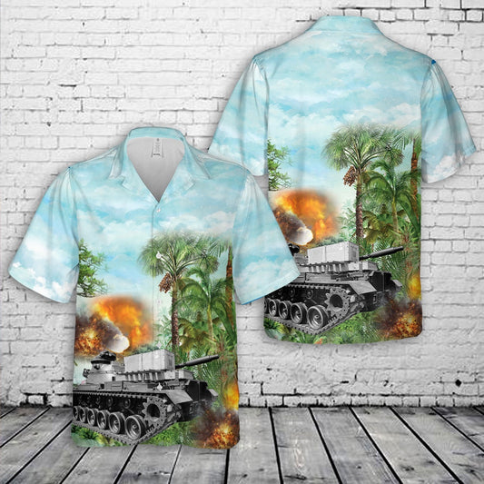 Army Hawaiian Shirt, US Army Vietnam War 1972 M48 Patton tanks Hawaiian Shirt, Veteran Hawaiian Shirts