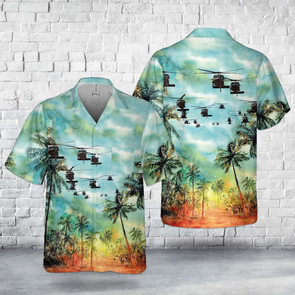 Army Hawaiian Shirt, Us Army 101St Aviation Uh 60 Black Hawk Helicopter Pocket Hawaiian Shirt, Military Aloha Shirts