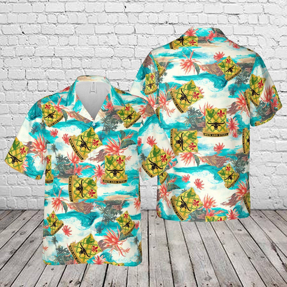 Army Hawaiian Shirt, Us Army 149Th Armored Regiment Men And Steel Hawaiian Shirt, Military Aloha Shirts