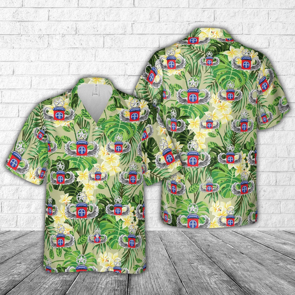Army Hawaiian Shirt, Us Army 82Nd Airborne Division Master Blaster Wings Hawaiian Shirt, Military Aloha Shirts