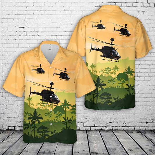 Army Hawaiian Shirt, Us Army 82Nd Airborne Oh-58D Kiowa Warrior Hawaiian Shirt, Military Aloha Shirts