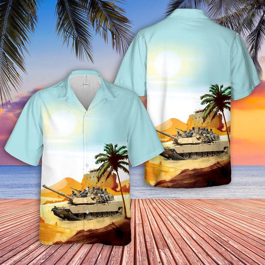 Army Hawaiian Shirt, Us Army 82Nd Airborne Paratroopers Ride An M1 Abrams Tank Hawaiian Shirt, Military Aloha Shirts