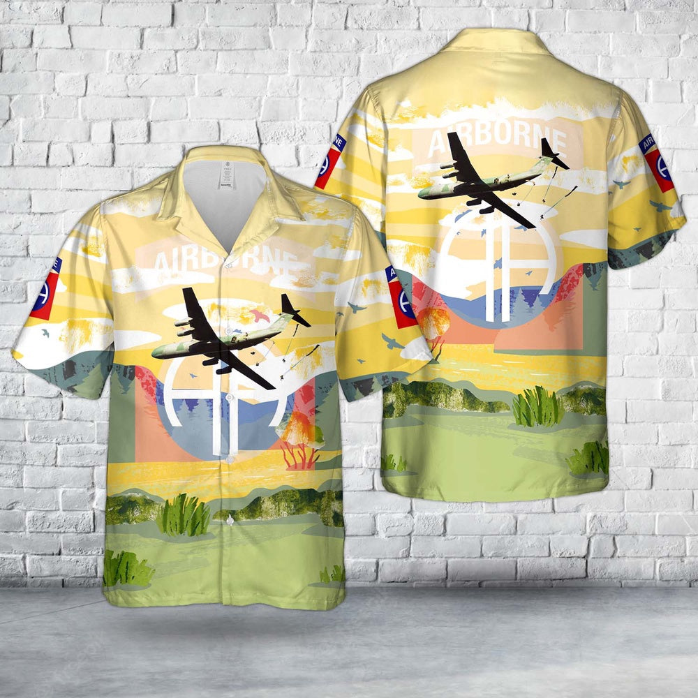 Army Hawaiian Shirt, Us Army 82Nd Airborne Troops Jump From C-141B Over Honduras 1988 Hawaiian Shirt, Military Aloha Shirts