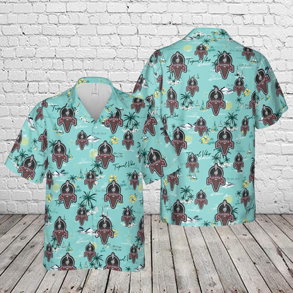 Army Hawaiian Shirt, Us Army A Co 275 A Company 2Nd Battalion 75Th Ranger Regiment Patch Hawaiian Shirt, Military Aloha Shirts