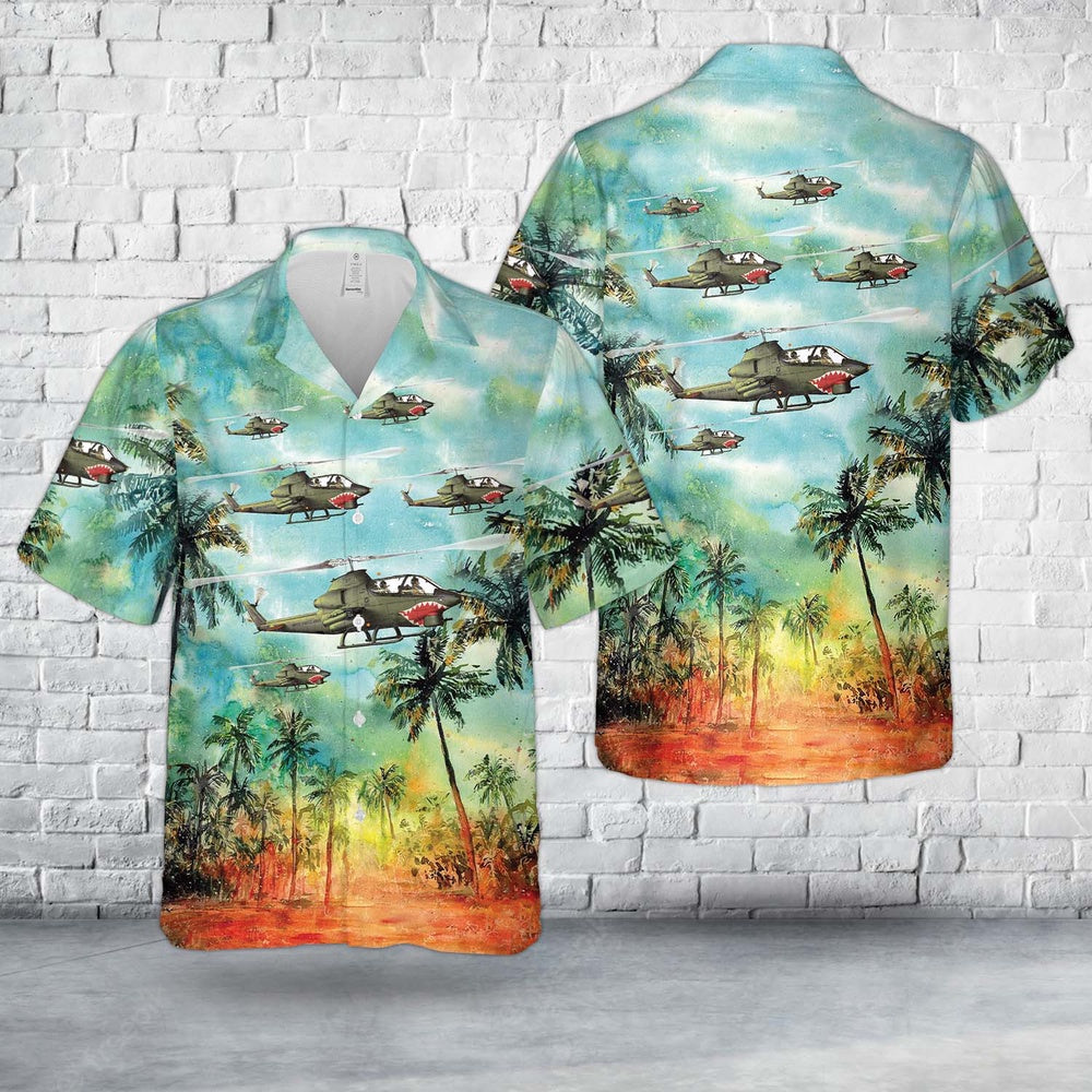 Army Hawaiian Shirt, Us Army Ah-1 Huey Cobra Gunship (Snake) Hawaiian Shirt, Military Aloha Shirts