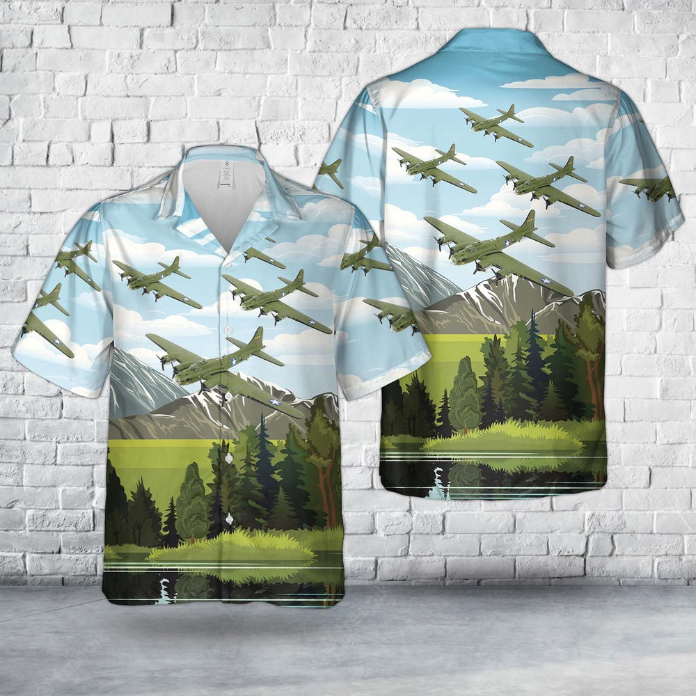 Army Hawaiian Shirt, Us Army Air Corps Boeing B-17 Flying Fortress Boeing Bee Hawaiian Shirt, Military Aloha Shirts