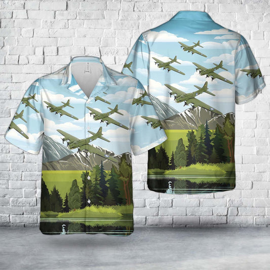 Army Hawaiian Shirt, Us Army Air Corps Boeing B-17 Flying Fortress Boeing Bee Hawaiian Shirt, Military Aloha Shirts