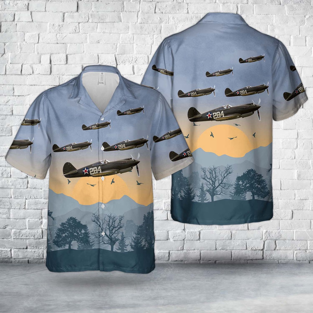 Army Hawaiian Shirt, Us Army Air Corps Curtiss P-40B Hawaiian Shirt, Military Aloha Shirts