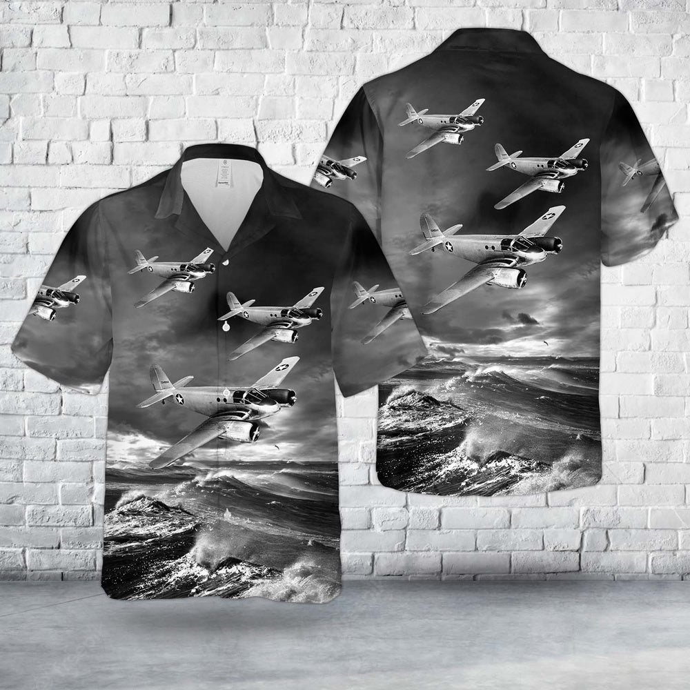 Army Hawaiian Shirt, Us Army Air Forces Beechcraft At-10-Gf Wichita (42-34584) In Wwii Hawaiian Shirt, Military Aloha Shirts