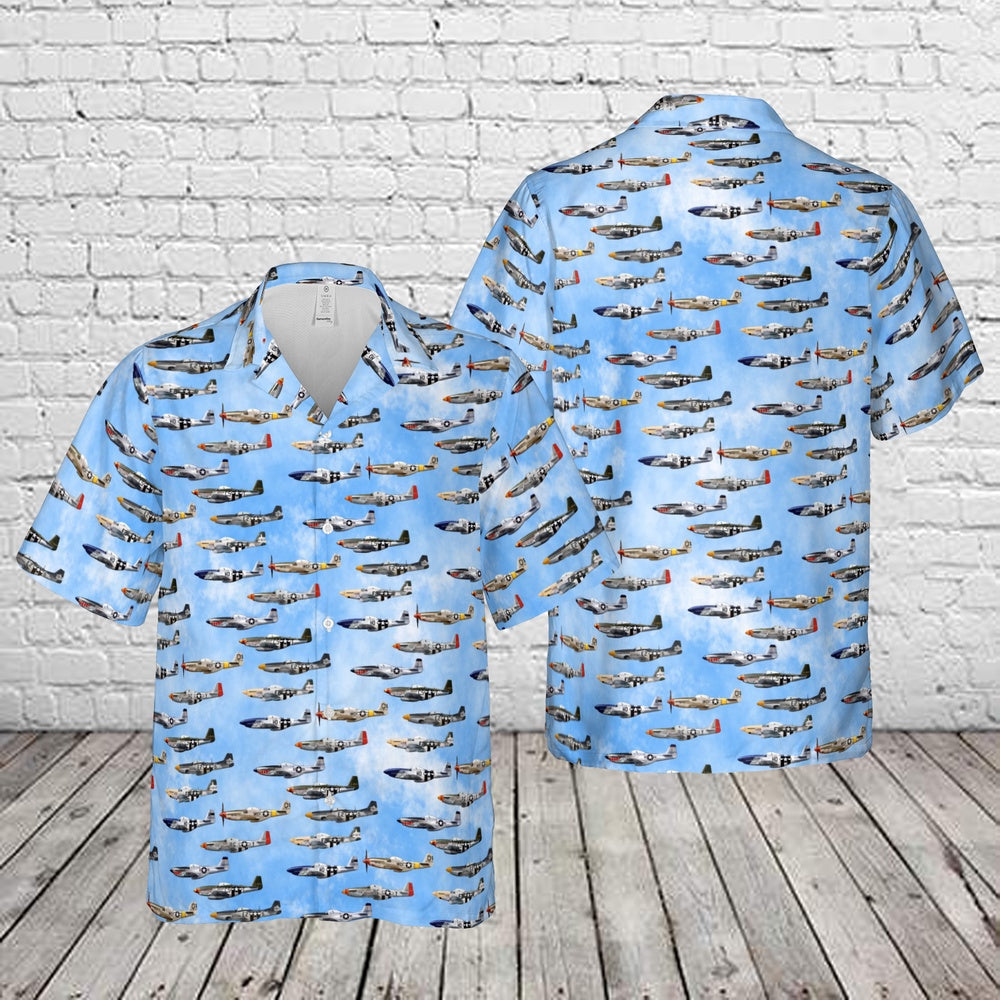 Army Hawaiian Shirt, Us Army Air Forces North American P-51 Mustang Hawaiian Shirt, Military Aloha Shirts