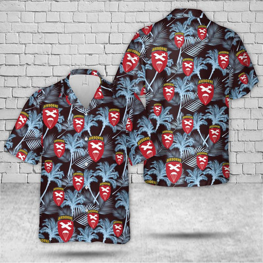 Army Hawaiian Shirt, Us Army Airborne Command Shoulder Sleeve Insignia (From 1943-1959) Hawaiian Shirt, Military Aloha Shirts