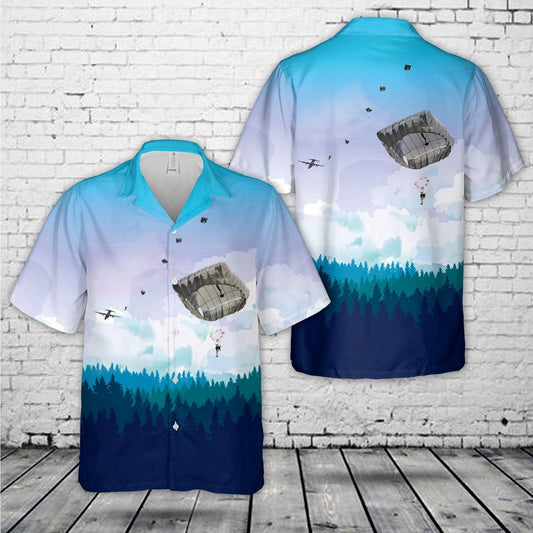 Army Hawaiian Shirt, Us Army Airborne School Students Jump From A C-130 Using T-11 Parachutes Hawaiian Shirt, Military Aloha Shirts