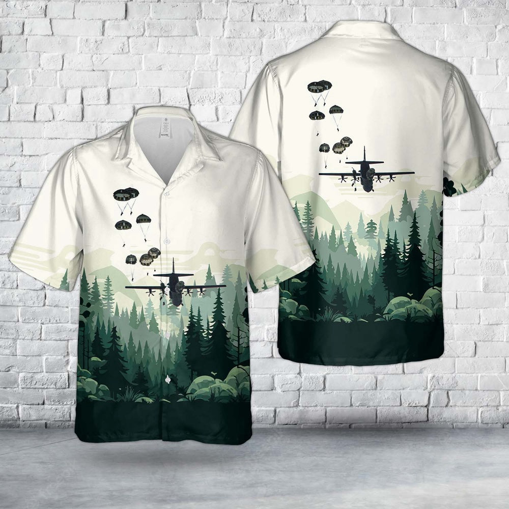 Army Hawaiian Shirt, Us Army And Japanese Paratroopers Descend On Guam During Exercise Forager 21 Hawaiian Shirt, Military Aloha Shirts