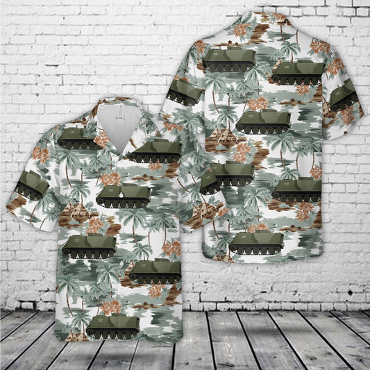 Army Hawaiian Shirt, Us Army Armored Personnel Carrier M113A12E Hotrod Hawaiian Shirt, Military Aloha Shirts