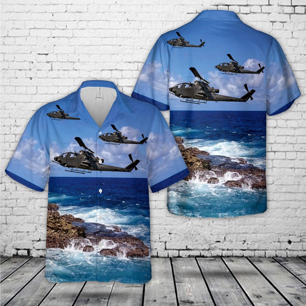 Army Hawaiian Shirt, Us Army Bell Ah-1F Huey Cobra Attack Helicopter Hawaiian Shirt, Military Aloha Shirts