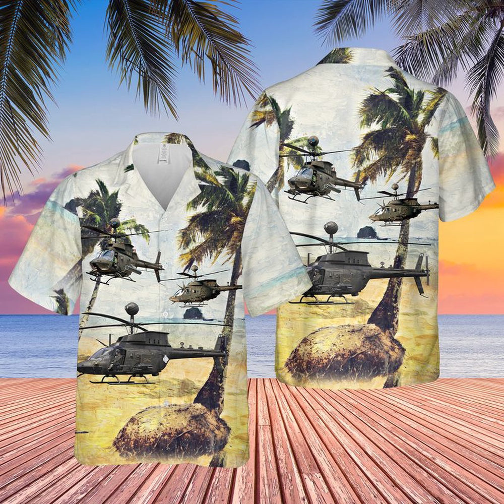 Army Hawaiian Shirt, Us Army Bell Oh-58D Kiowa Hawaiian Shirt, Military Aloha Shirts