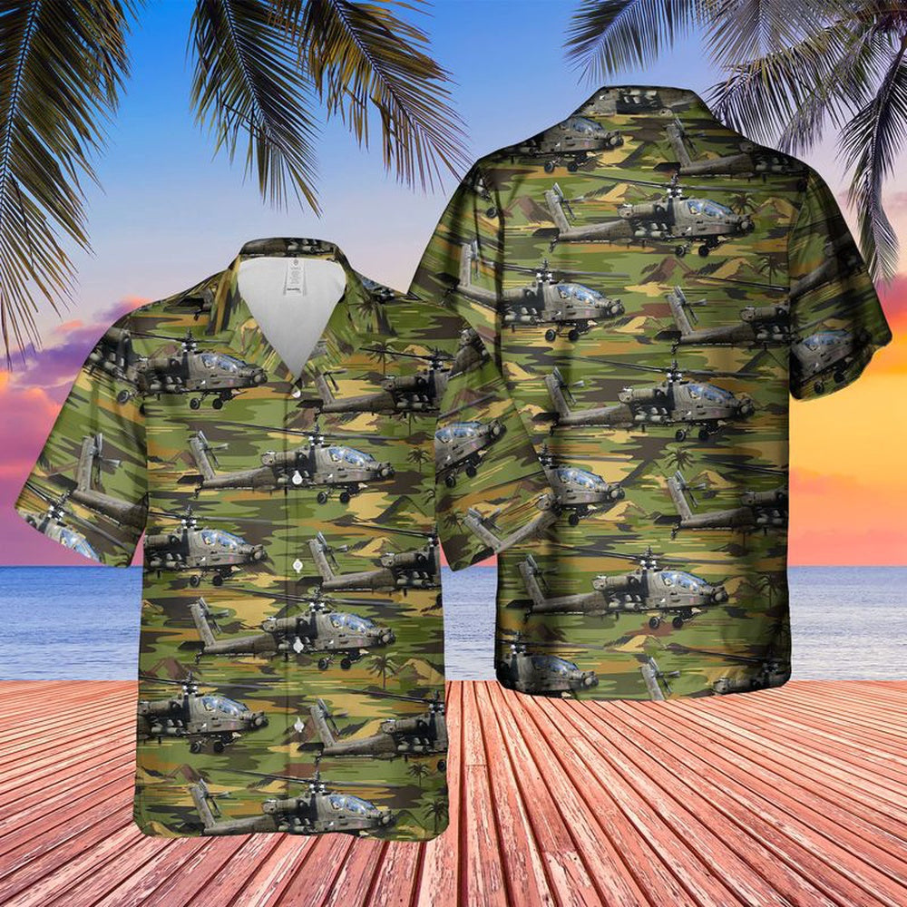 Army Hawaiian Shirt, Us Army Boeing Ah-64D Apache Hawaiian Shirt, Military Aloha Shirts