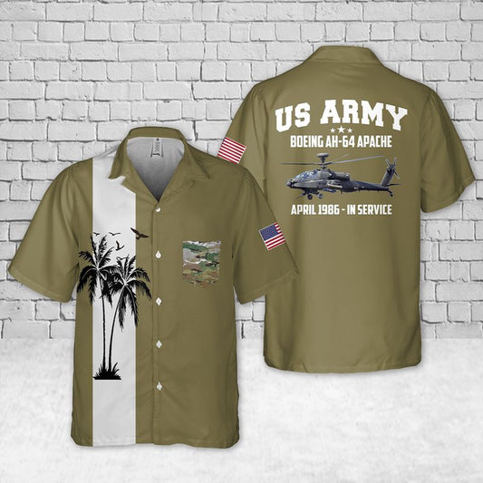 Army Hawaiian Shirt, Us Army Boeing Ah-64 Apache Pocket Hawaiian Shirt, Military Aloha Shirts