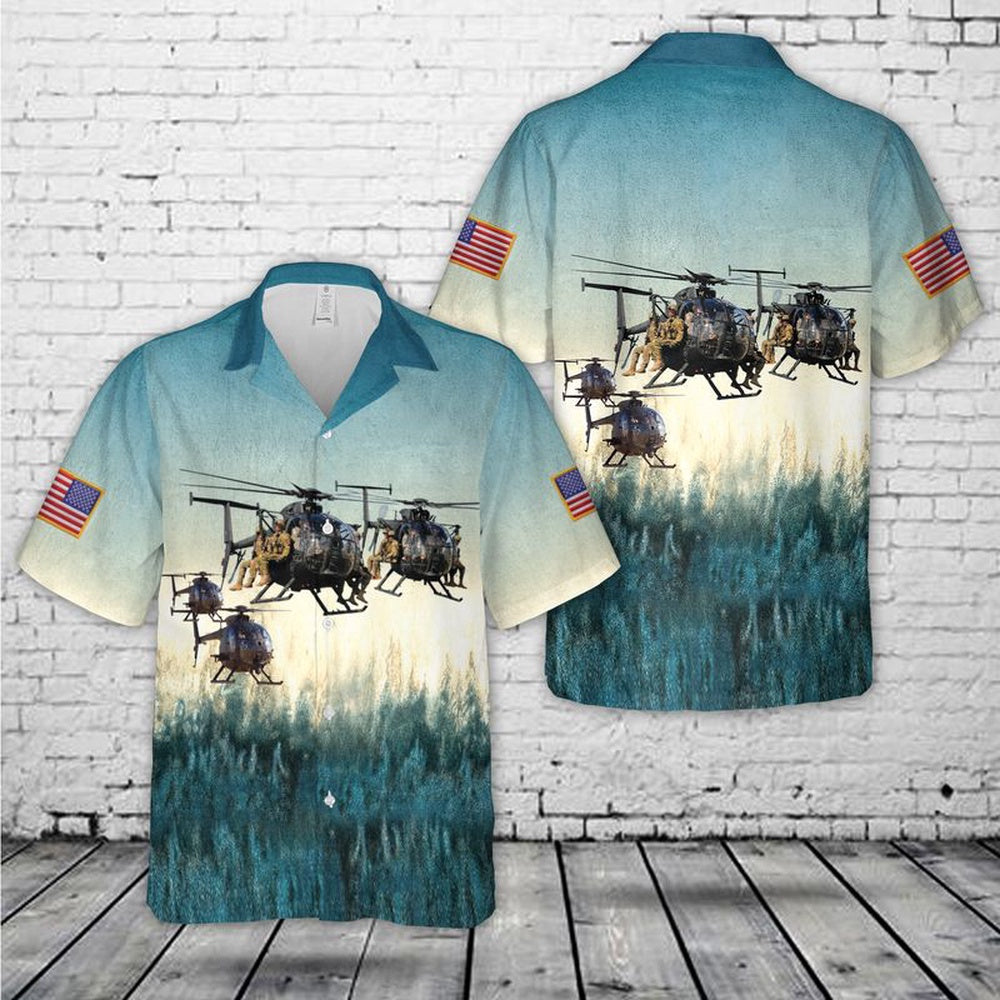 Army Hawaiian Shirt, Us Army Boeing Ah-6 The Little Bird Hawaiian Shirt, Military Aloha Shirts