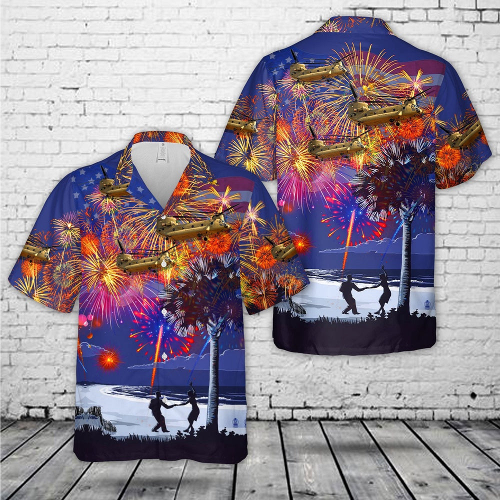 Army Hawaiian Shirt, Us Army Boeing Ch-47F Chinook Of South Carolina Army National Guard, 4Th Of July Hawaiian Shirt, Military Aloha Shirts