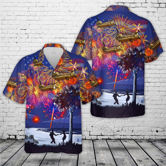 Army Hawaiian Shirt, Us Army Boeing Ch-47F Chinook Of South Carolina Army National Guard, 4Th Of July Hawaiian Shirt, Military Aloha Shirts