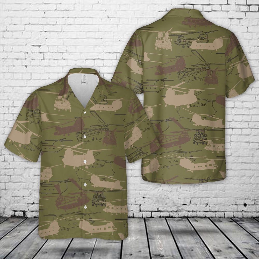Army Hawaiian Shirt, Us Army Boeing Ch-47 Chinook Silhouettes Hawaiian Shirt, Military Aloha Shirts